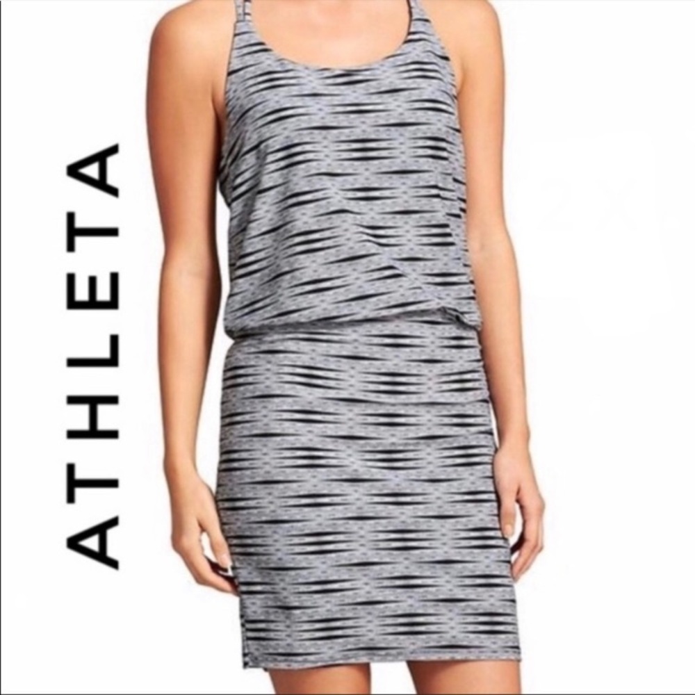 Athleta Gray and Black Patterned Dress